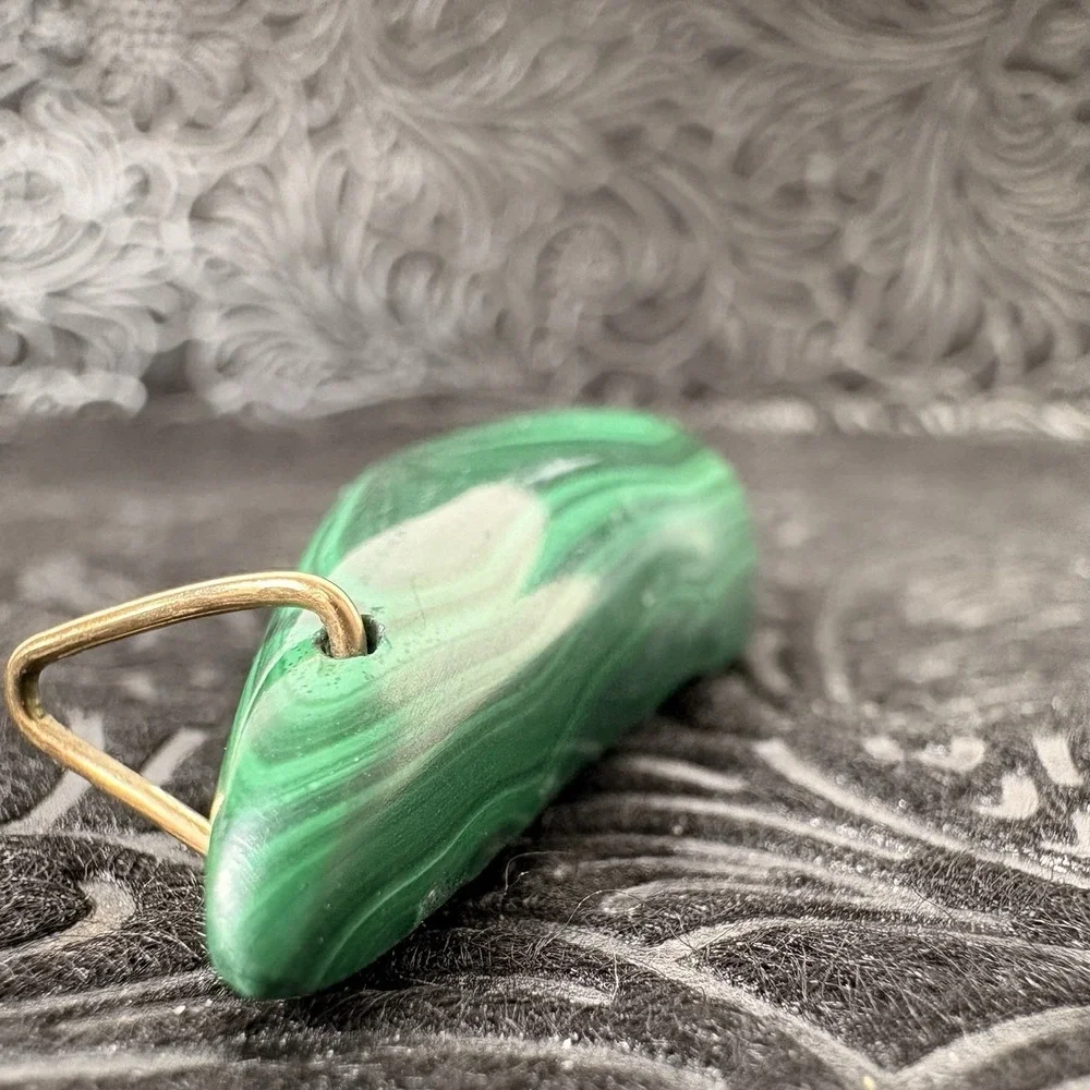 Natural Green Malachite‎ Gemstone Teardrop Shape 22 Gram Charm Pendant